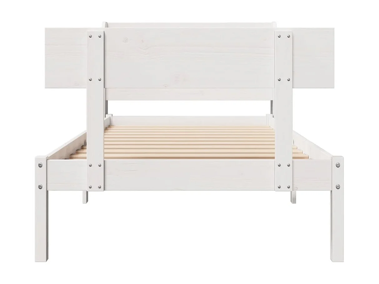 Bedframe zonder matras massief grenenhout wit 90x200 cm