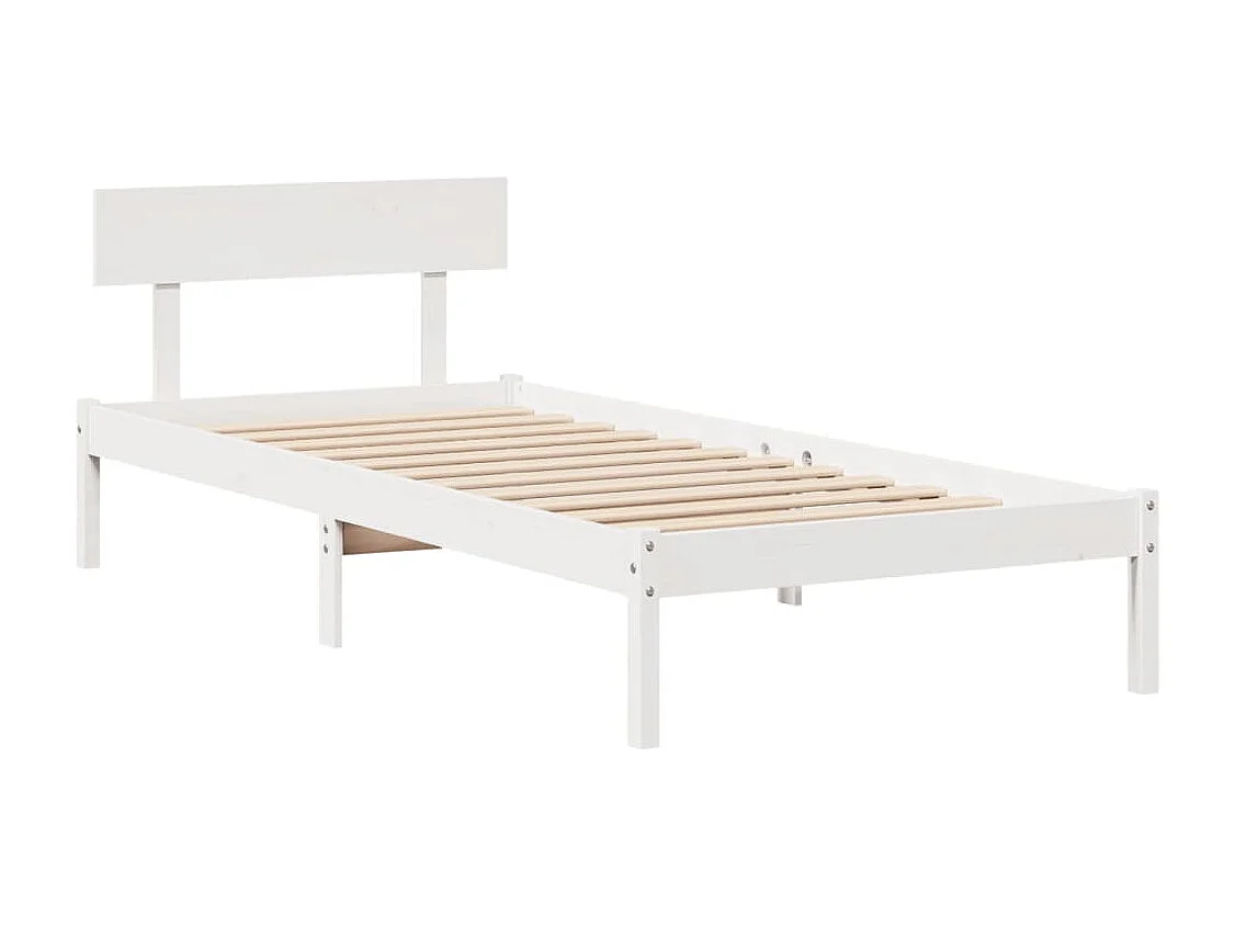 Bedframe zonder matras massief grenenhout wit 90x200 cm