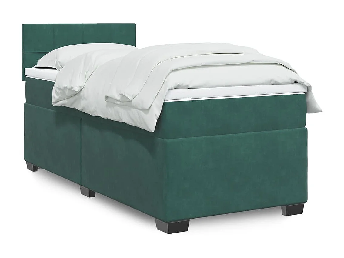 Giroletto a Molle con Materasso Verde Scuro 90x200 cm Velluto