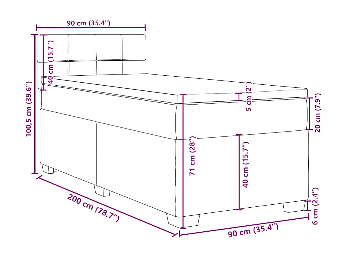 Sommier à lattes de lit avec matelas Vert foncé 90x200 cm