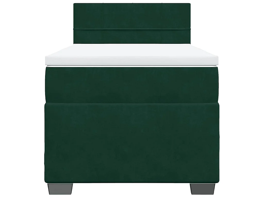 Cama box spring con colchón terciopelo verde oscuro 90x200 cm