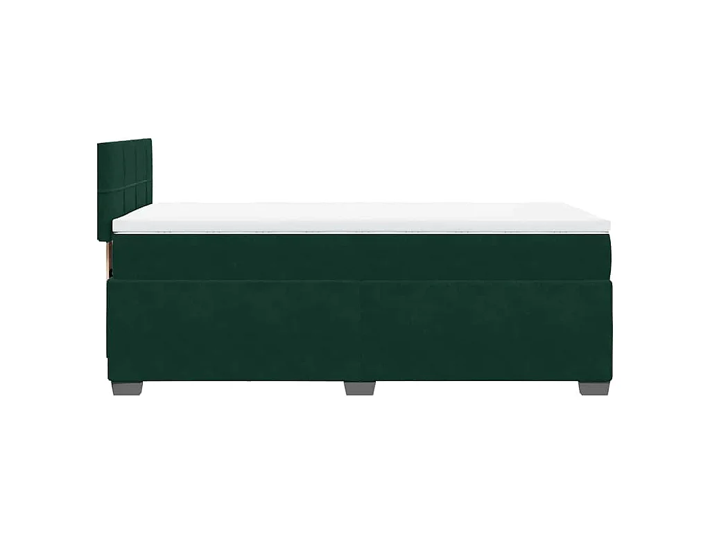 Cama box spring con colchón terciopelo verde oscuro 90x200 cm