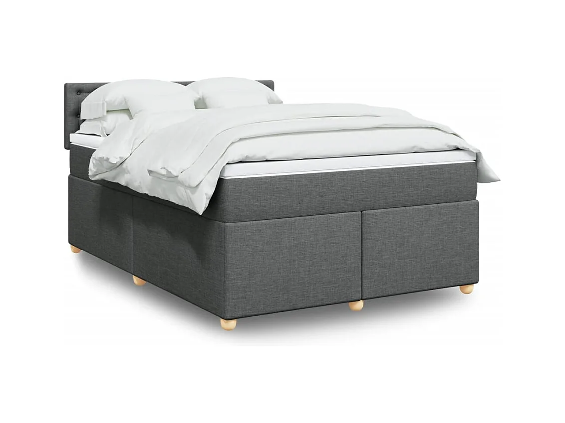 Sommier à lattes de lit avec matelas Gris foncé 140x200cm Tissu
