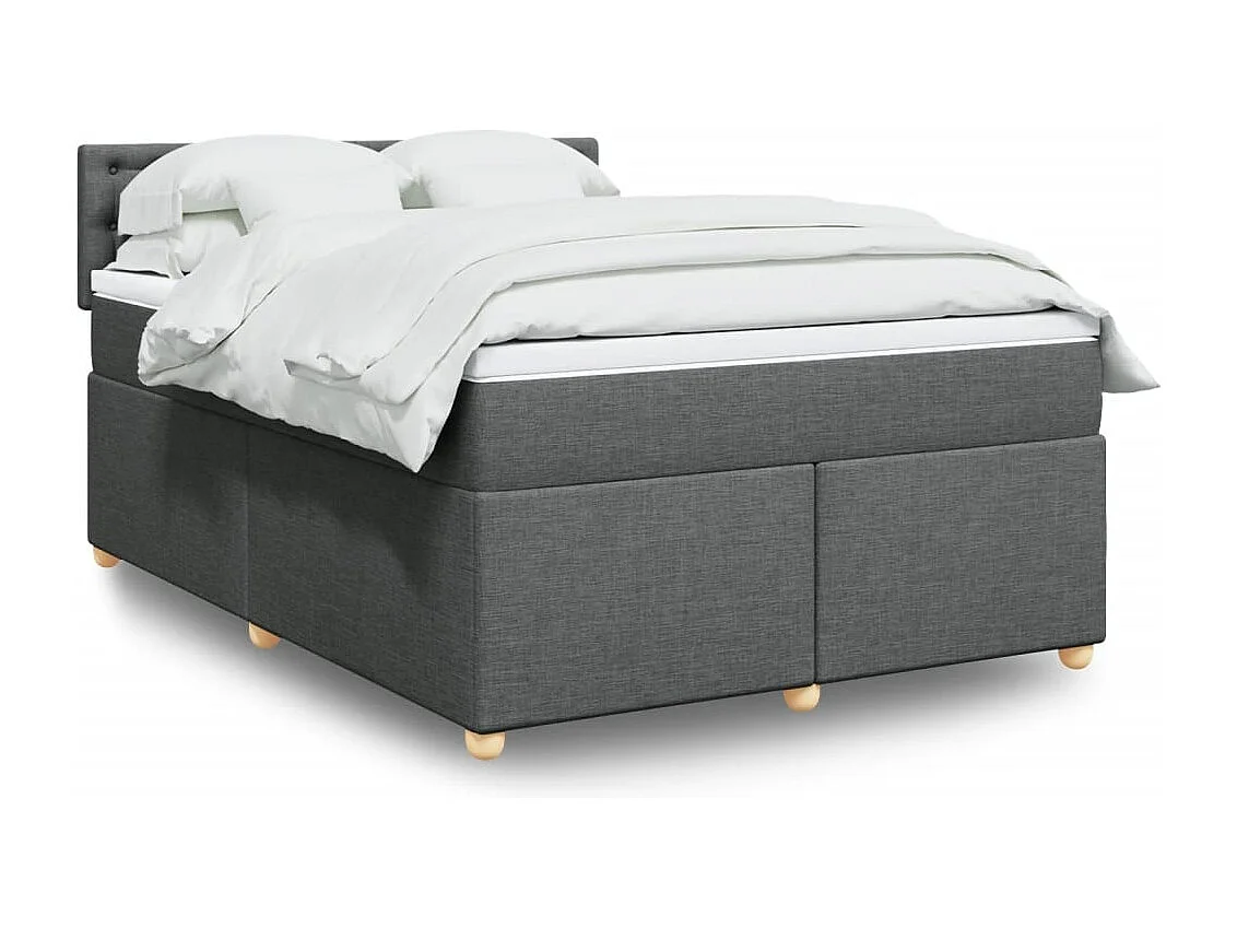 Boxspringbett mit Matratze Dunkelgrau 140x200 cm Stoff