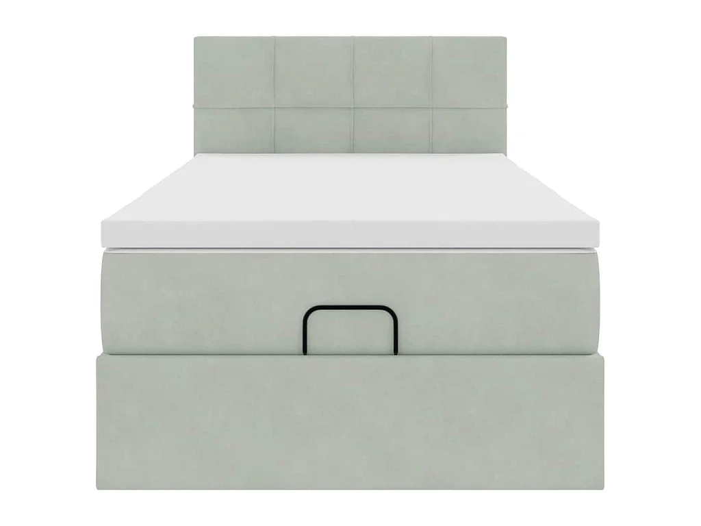 Ottoman-Bett mit Matratze & LEDs Hellgrau 100x200 cm Samt