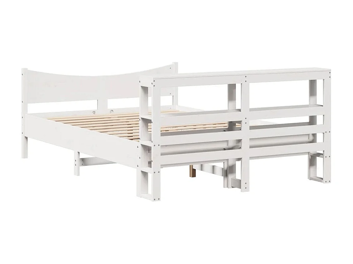 Cadre de lit avec tête de lit blanc 160x200 cm bois pin massif