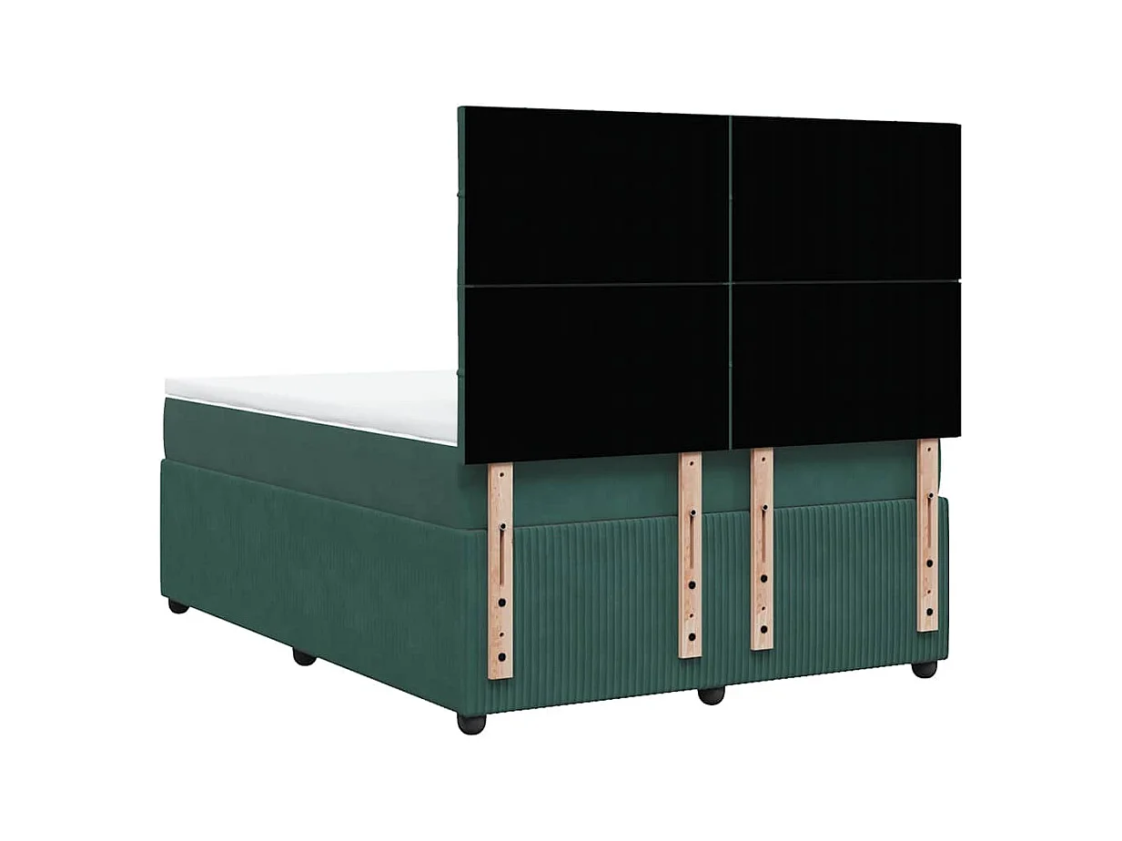 Sommier à lattes de lit et matelas Vert foncé 140x190cm Velours