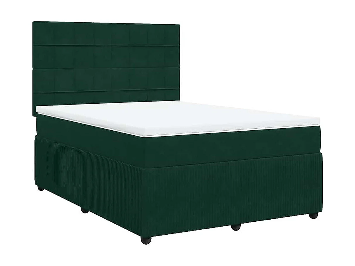 Giroletto a Molle con Materasso Verde Scuro 140x190 cm Velluto