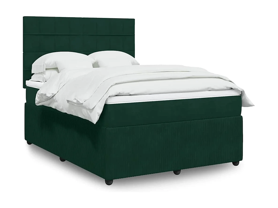 Giroletto a Molle con Materasso Verde Scuro 140x190 cm Velluto