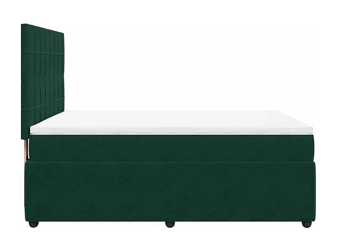 Giroletto a Molle con Materasso Verde Scuro 140x190 cm Velluto