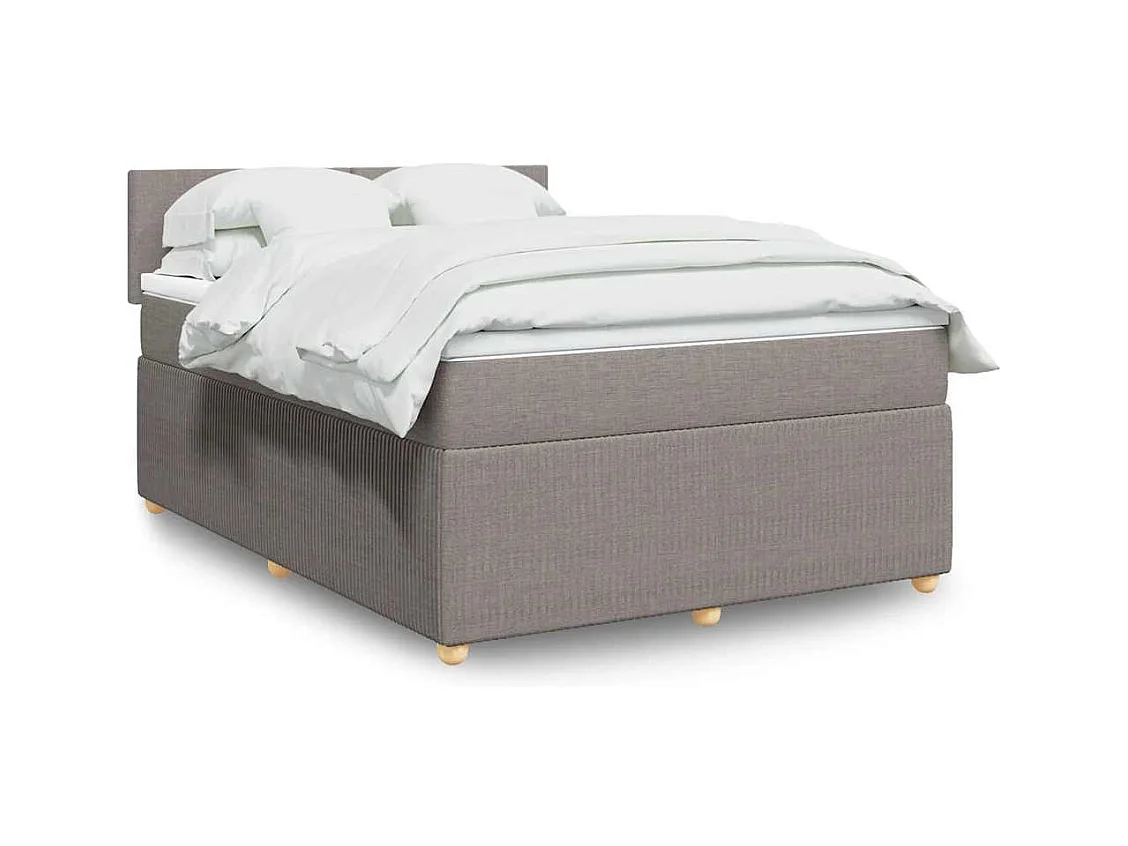Sommier à lattes de lit avec matelas Taupe 140x190 cm Tissu