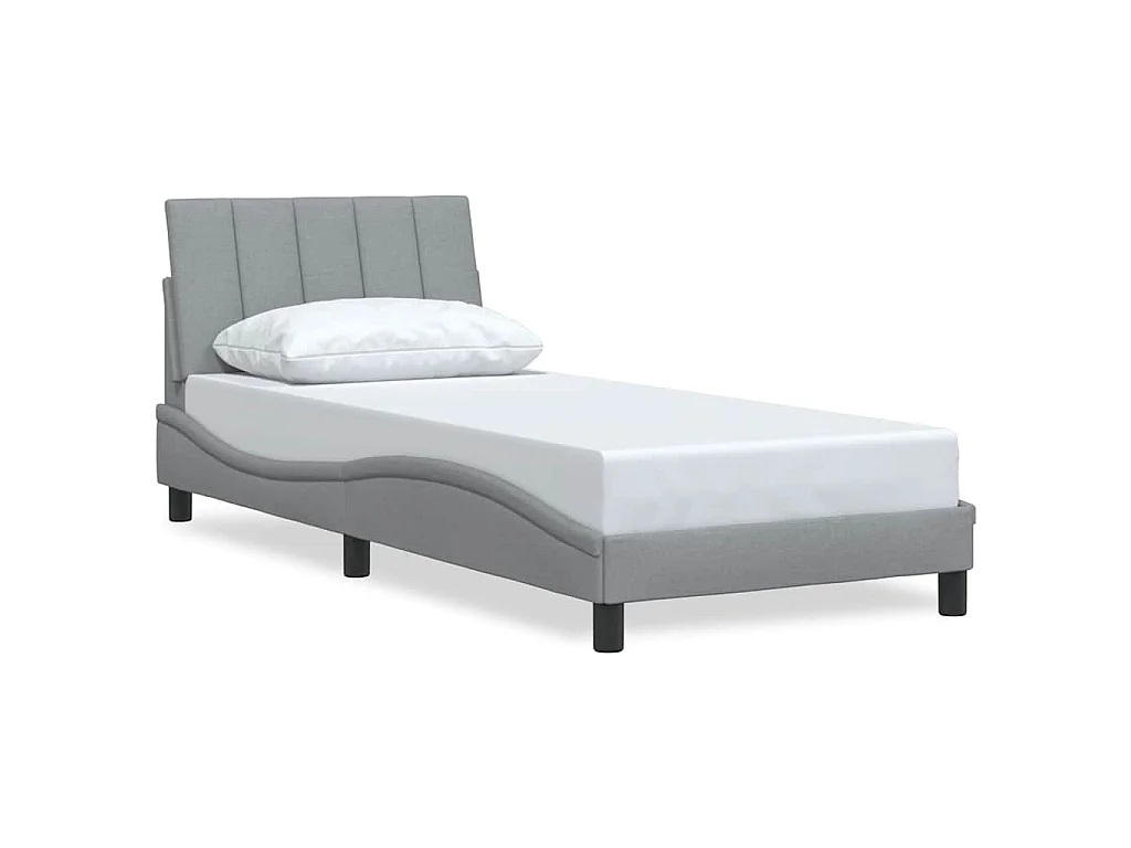 Estrutura de cama sem colchão Hanko 90x190 cm tecido cinzento-claro