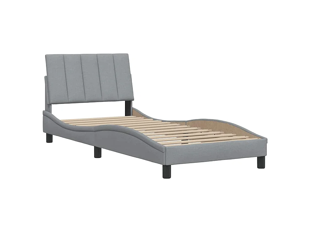 Estrutura de cama sem colchão Hanko 90x190 cm tecido cinzento-claro