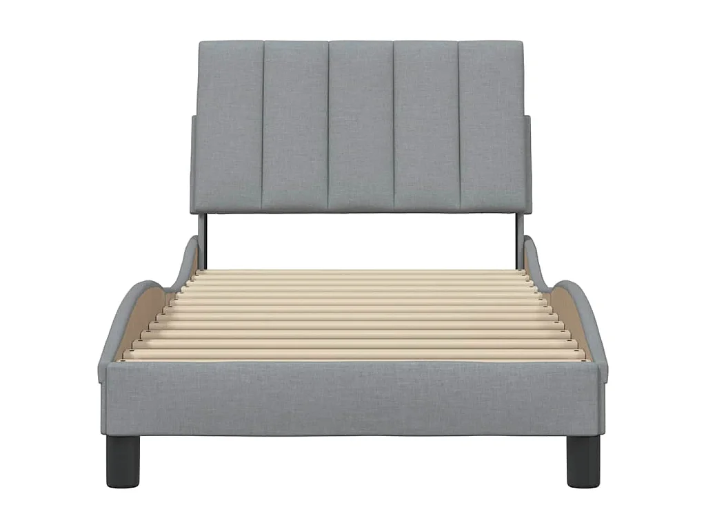 Estrutura de cama sem colchão Hanko 90x190 cm tecido cinzento-claro