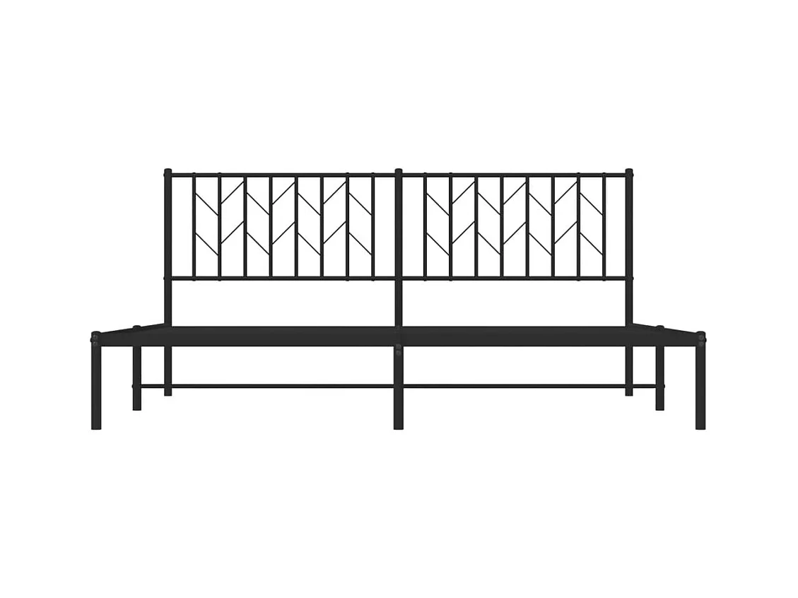 Cadre de lit métal sans matelas et tête de lit noir 180x200 cm