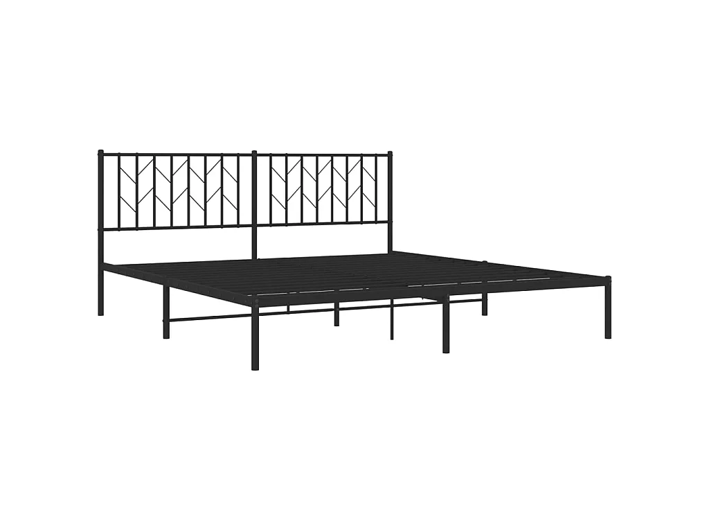Cadre de lit métal sans matelas et tête de lit noir 180x200 cm