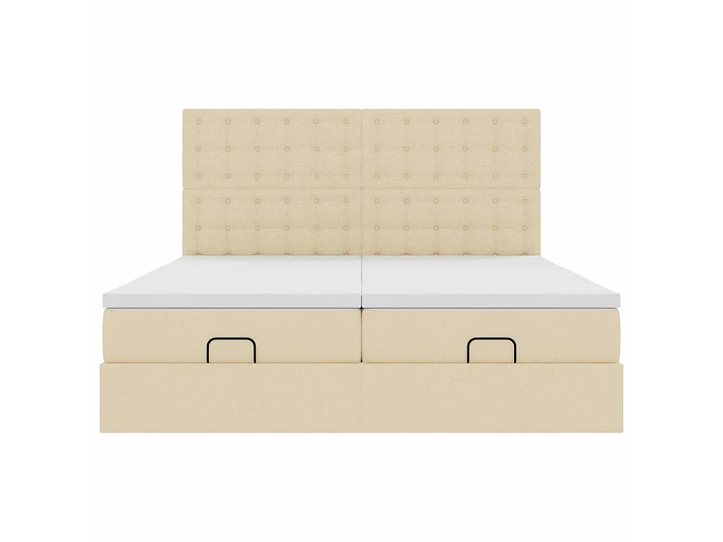 Cadre de lit ottoman avec matelas crème 160x200 cm tissu