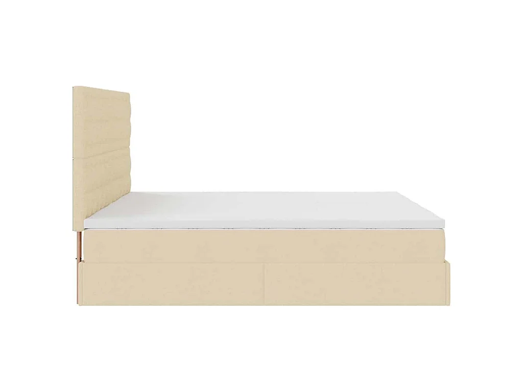 Cadre de lit ottoman avec matelas crème 160x200 cm tissu