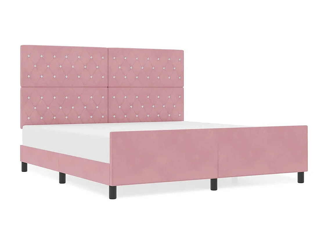 Cadre de lit avec tête de lit Rose 180 x 200 cm Velours
