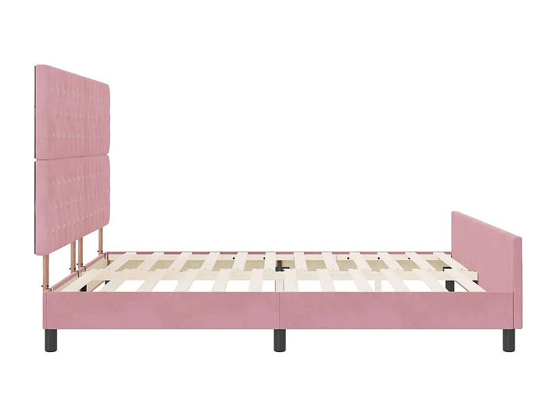 Cadre de lit avec tête de lit Rose 180 x 200 cm Velours