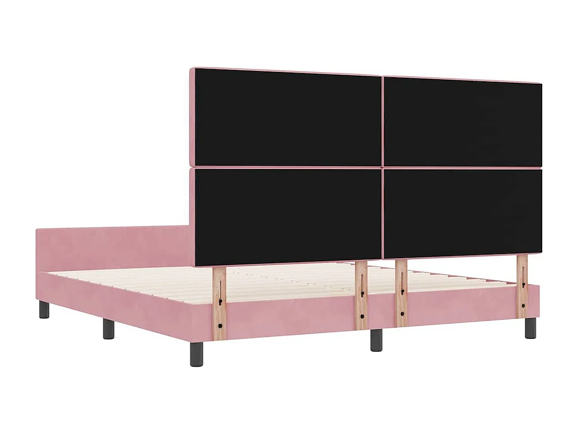 Cadre de lit avec tête de lit Rose 180 x 200 cm Velours