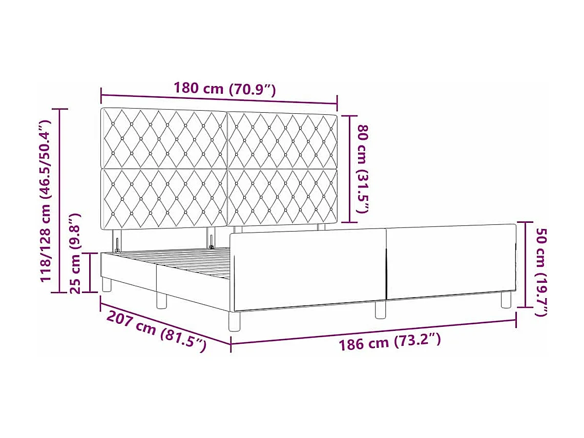 Cama Box com cabeceira Rosa 180 x 200 cm Veludo