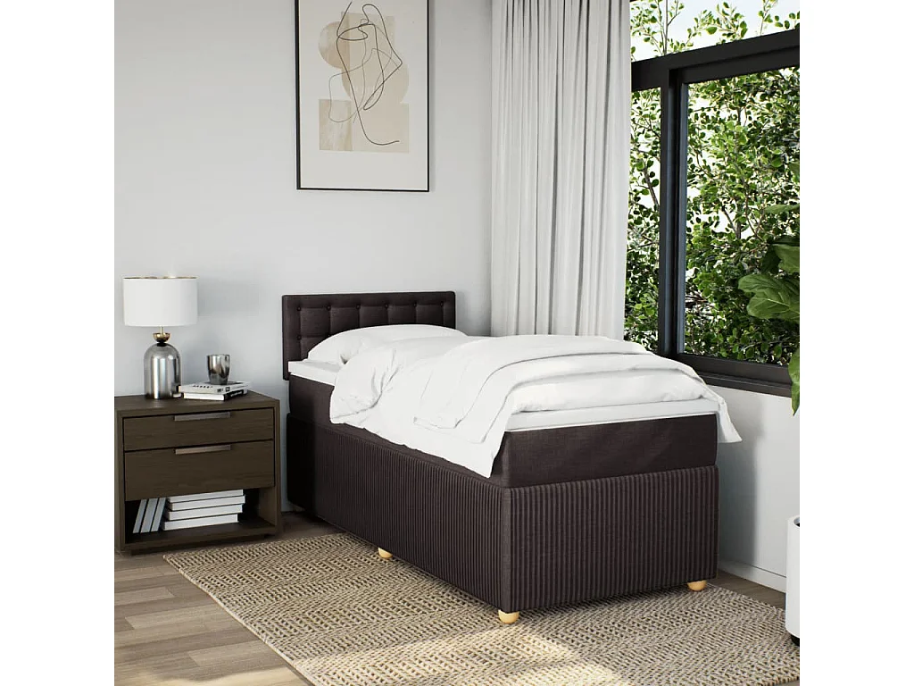 Boxspring met matras stof donkerbruin 90x200 cm