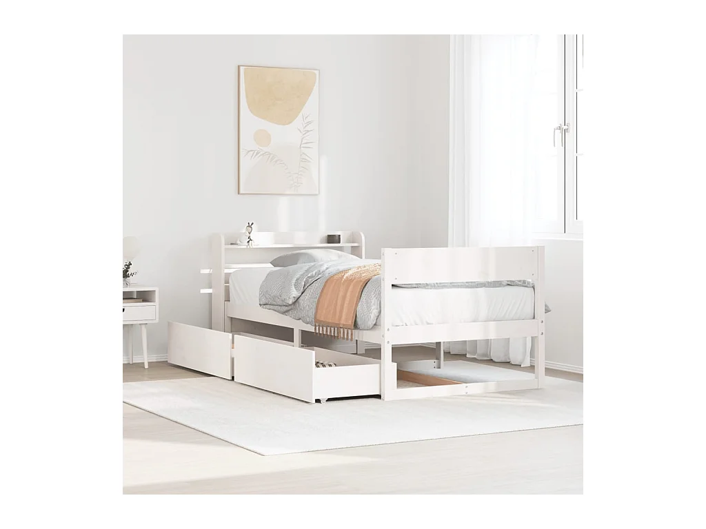 Cadre de lit sans matelas blanc 100x200 cm bois de pin massif