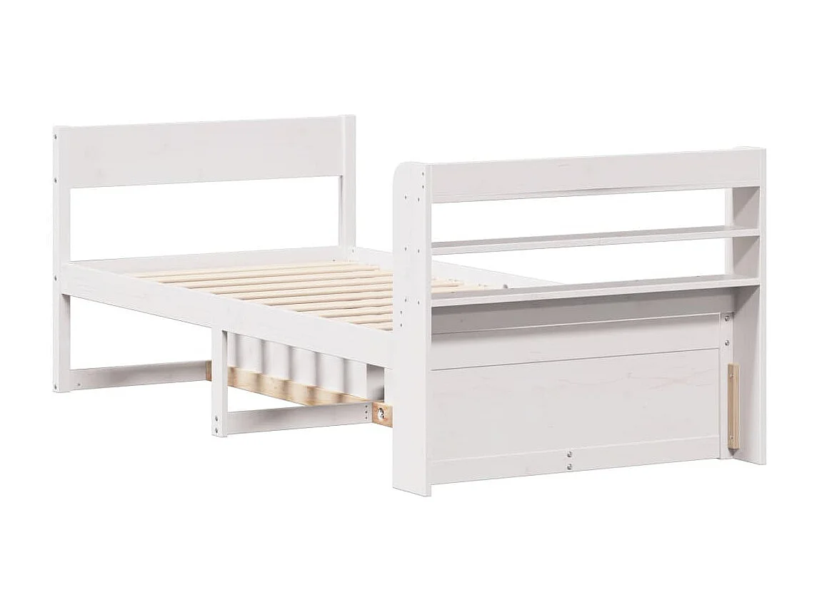 Cadre de lit sans matelas blanc 100x200 cm bois de pin massif