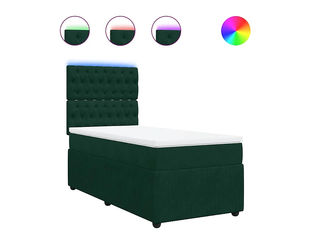 Boxspringbett mit Matratze Dunkelgrün 90x200 cm Samt