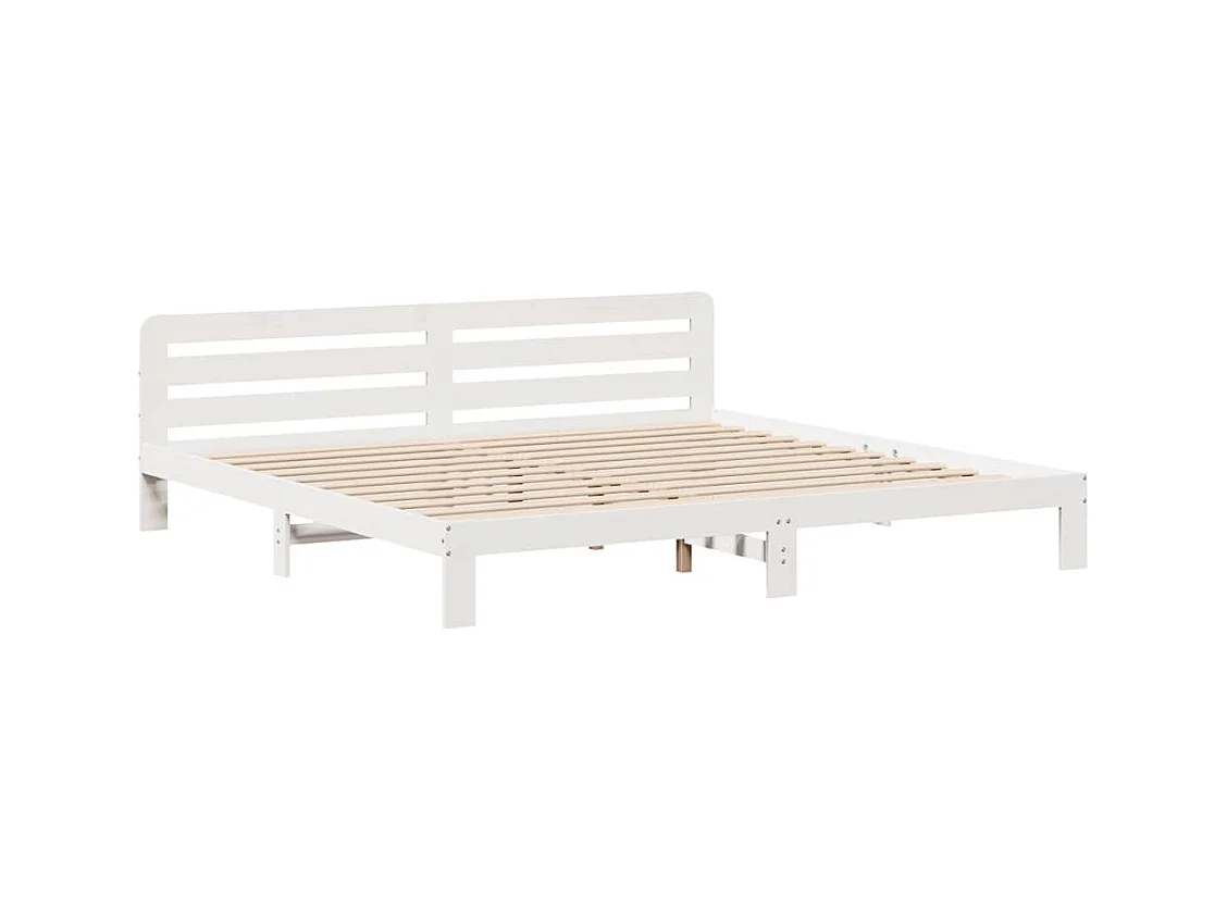 Cadre de lit sans matelas blanc 180x200 cm bois massif de pin