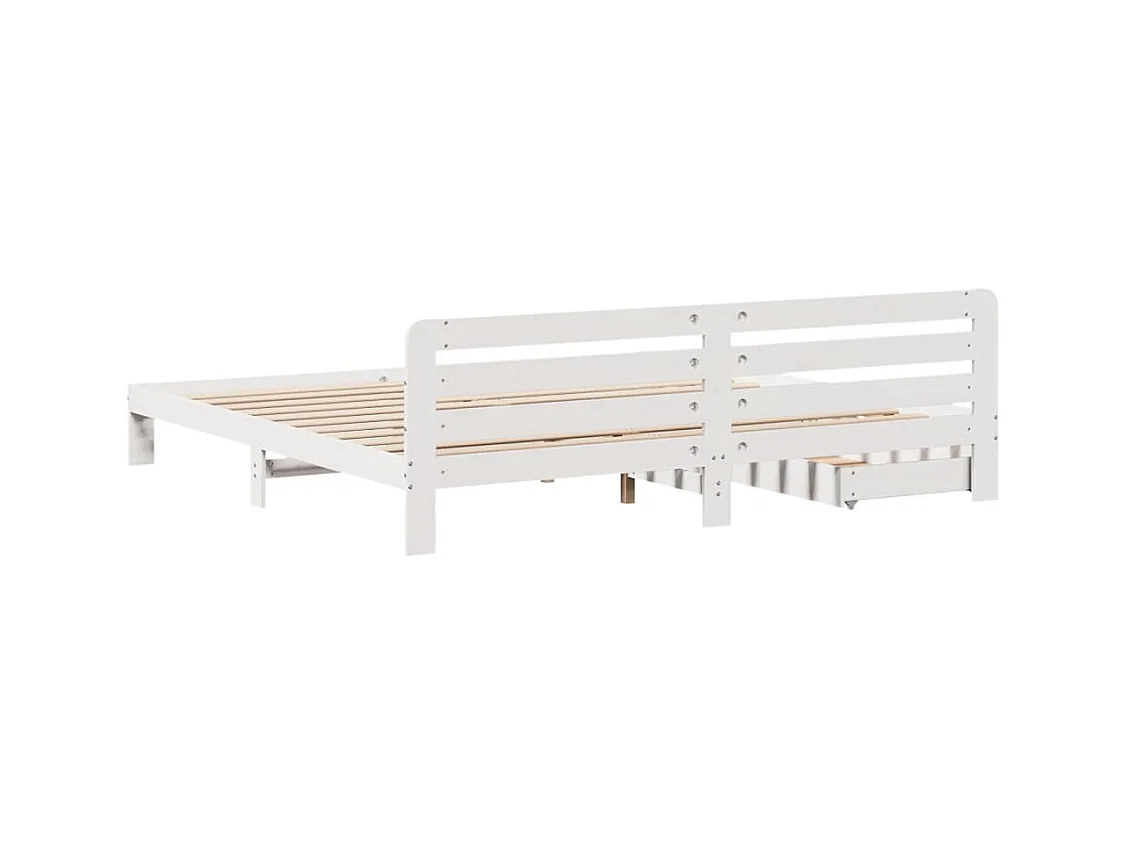 Cadre de lit sans matelas blanc 180x200 cm bois massif de pin