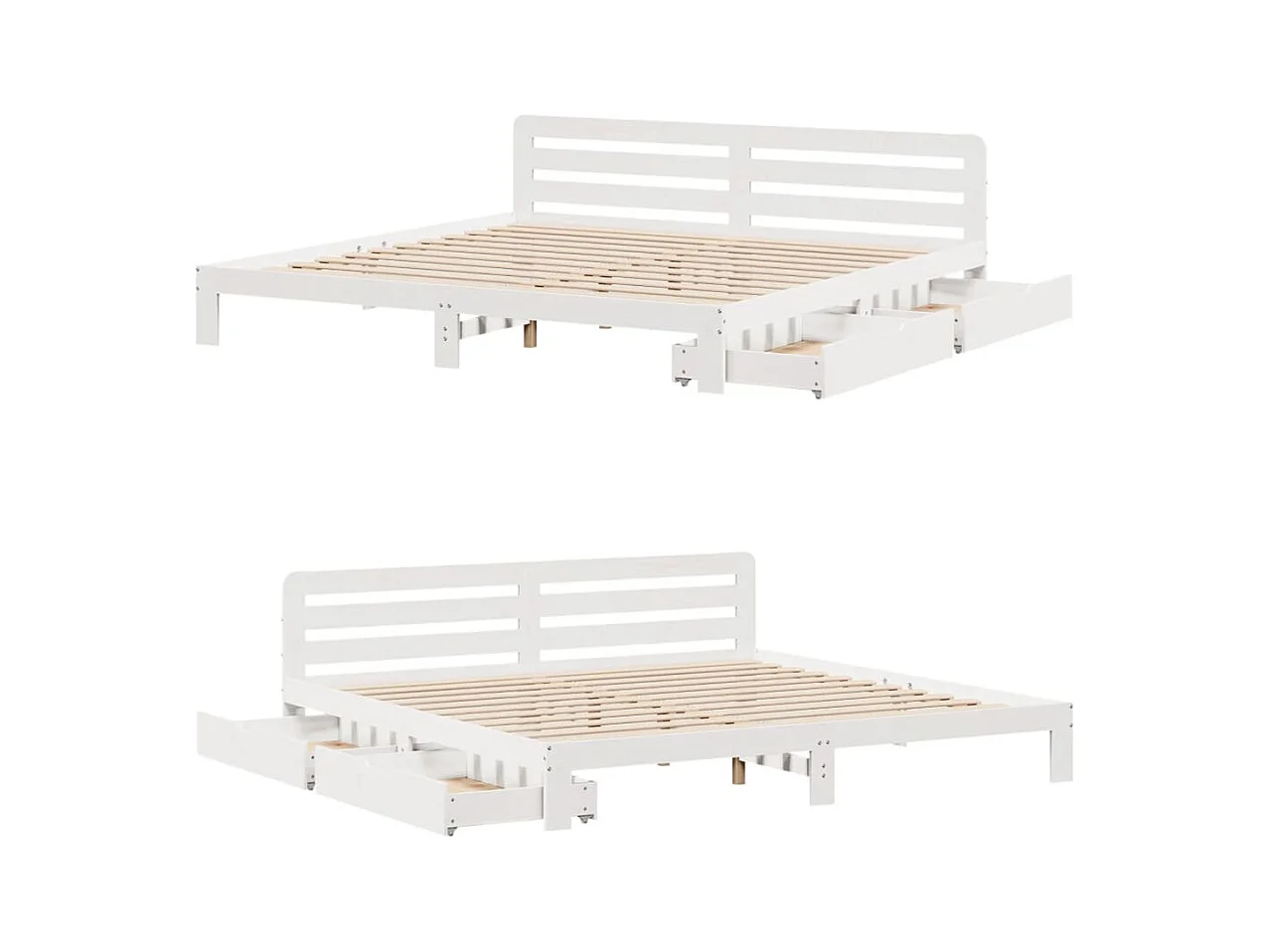 Cadre de lit sans matelas blanc 180x200 cm bois massif de pin