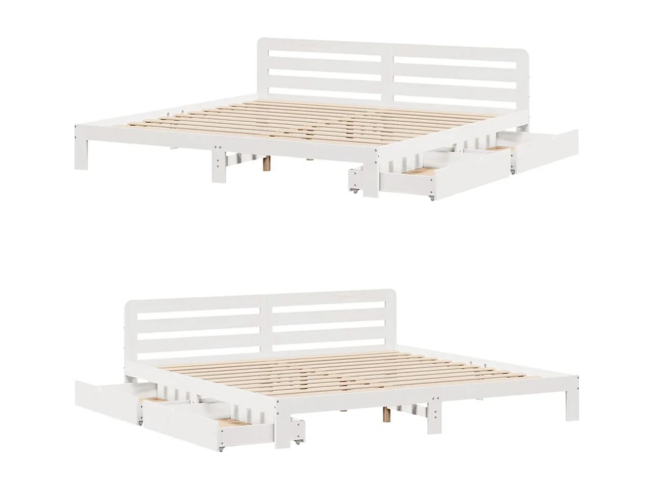 Giroletto senza Materasso Bianco 180x200 cm Legno Massello Pino