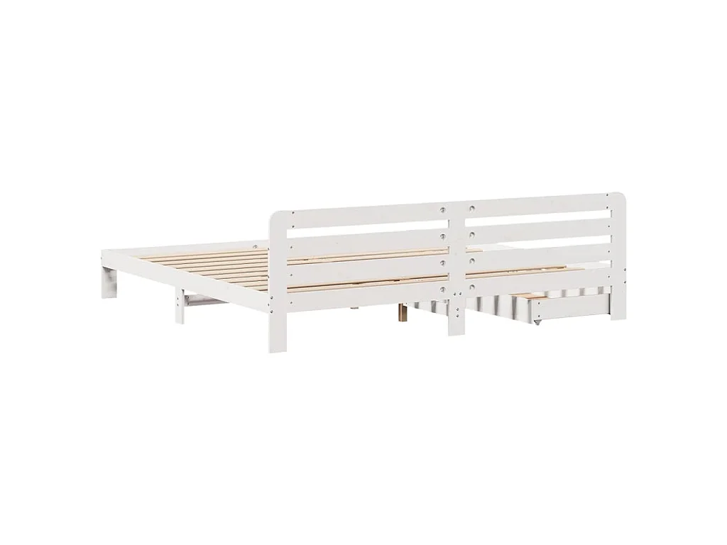 Bedframe zonder matras massief grenenhout wit 180x200 cm