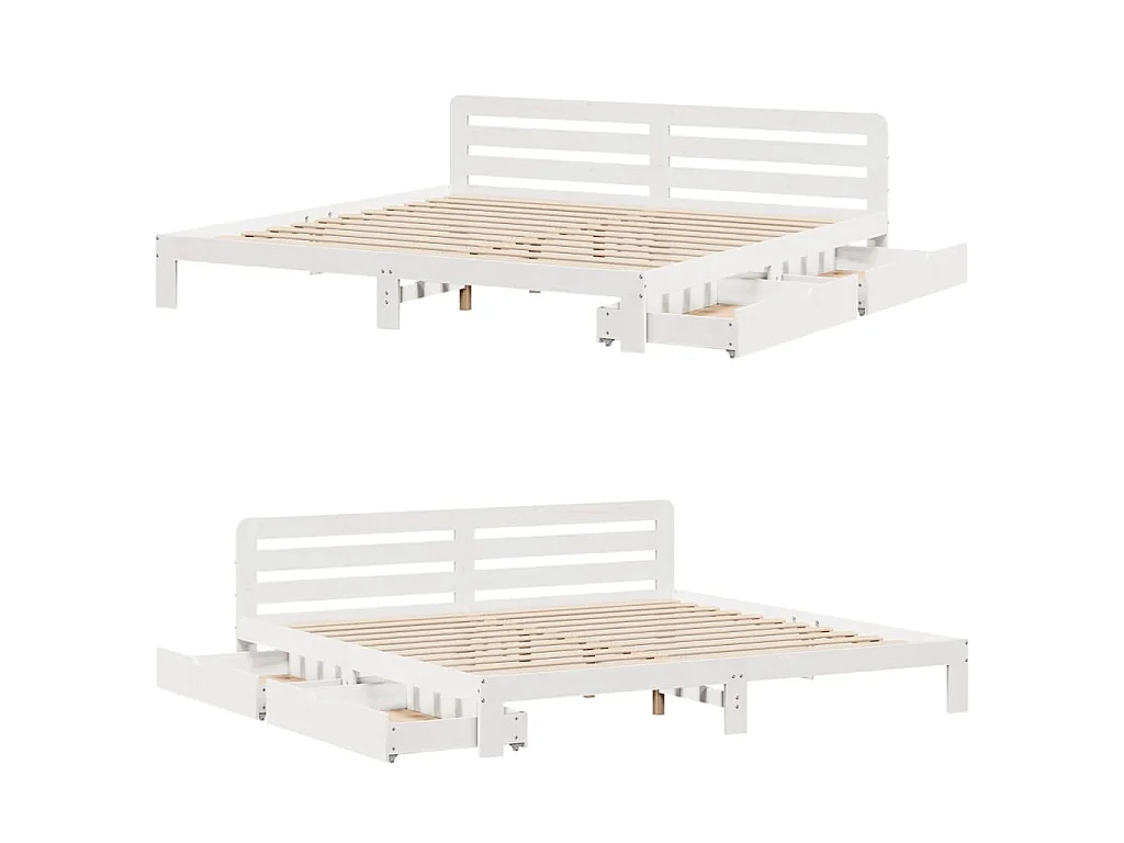 Bedframe zonder matras massief grenenhout wit 180x200 cm