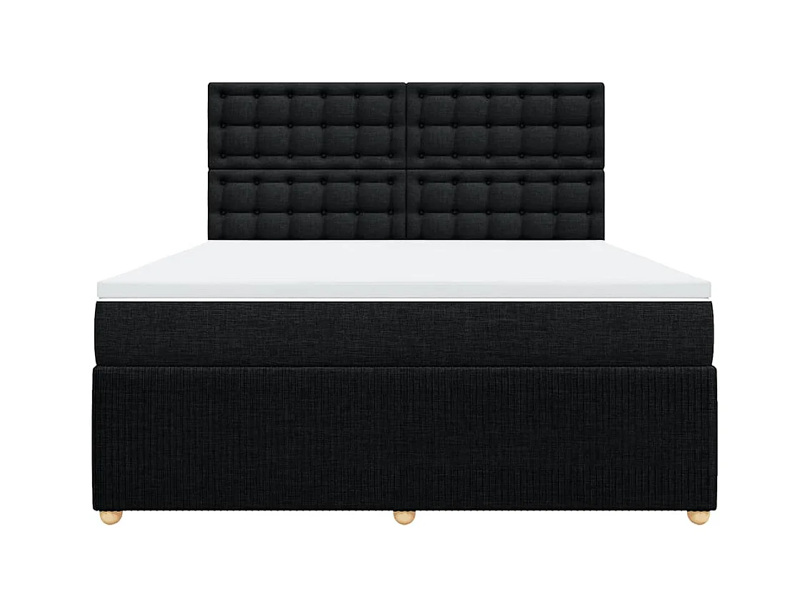 Sommier à lattes de lit avec matelas Noir 180x200 cm Tissu