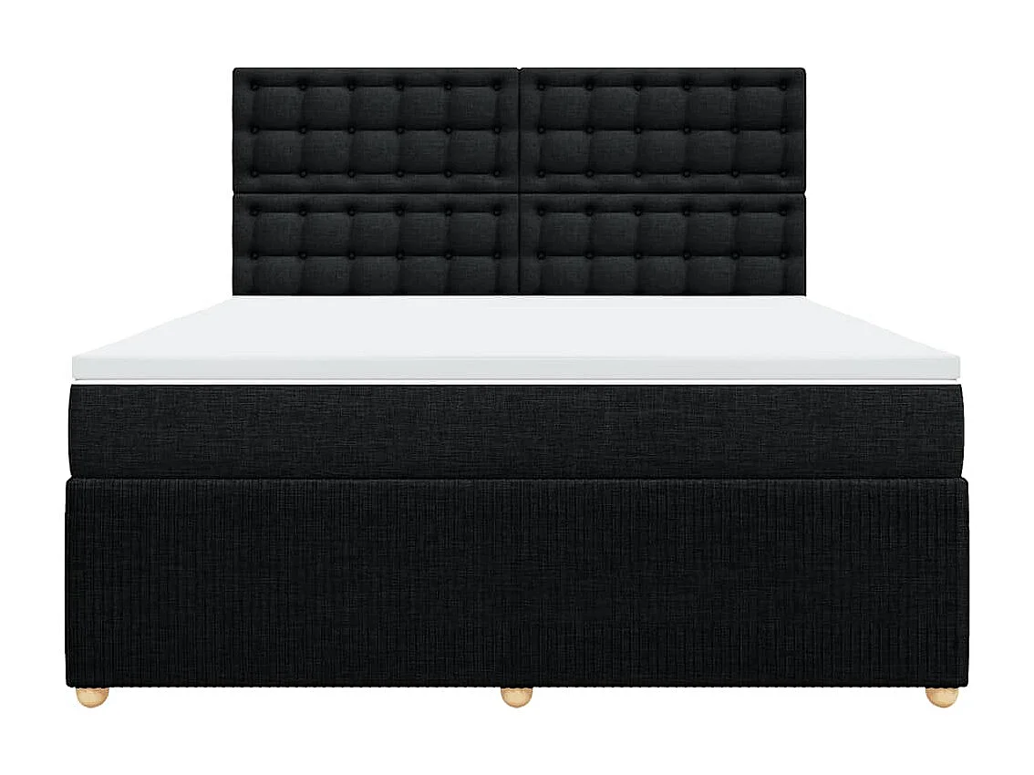 Cama box spring con colchón tela negro 180x200 cm