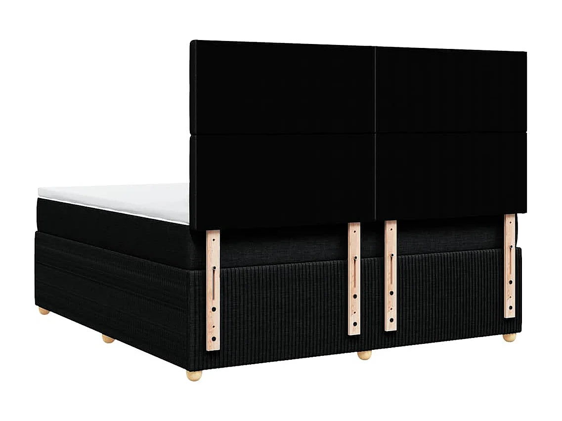 Cama box spring con colchón tela negro 180x200 cm