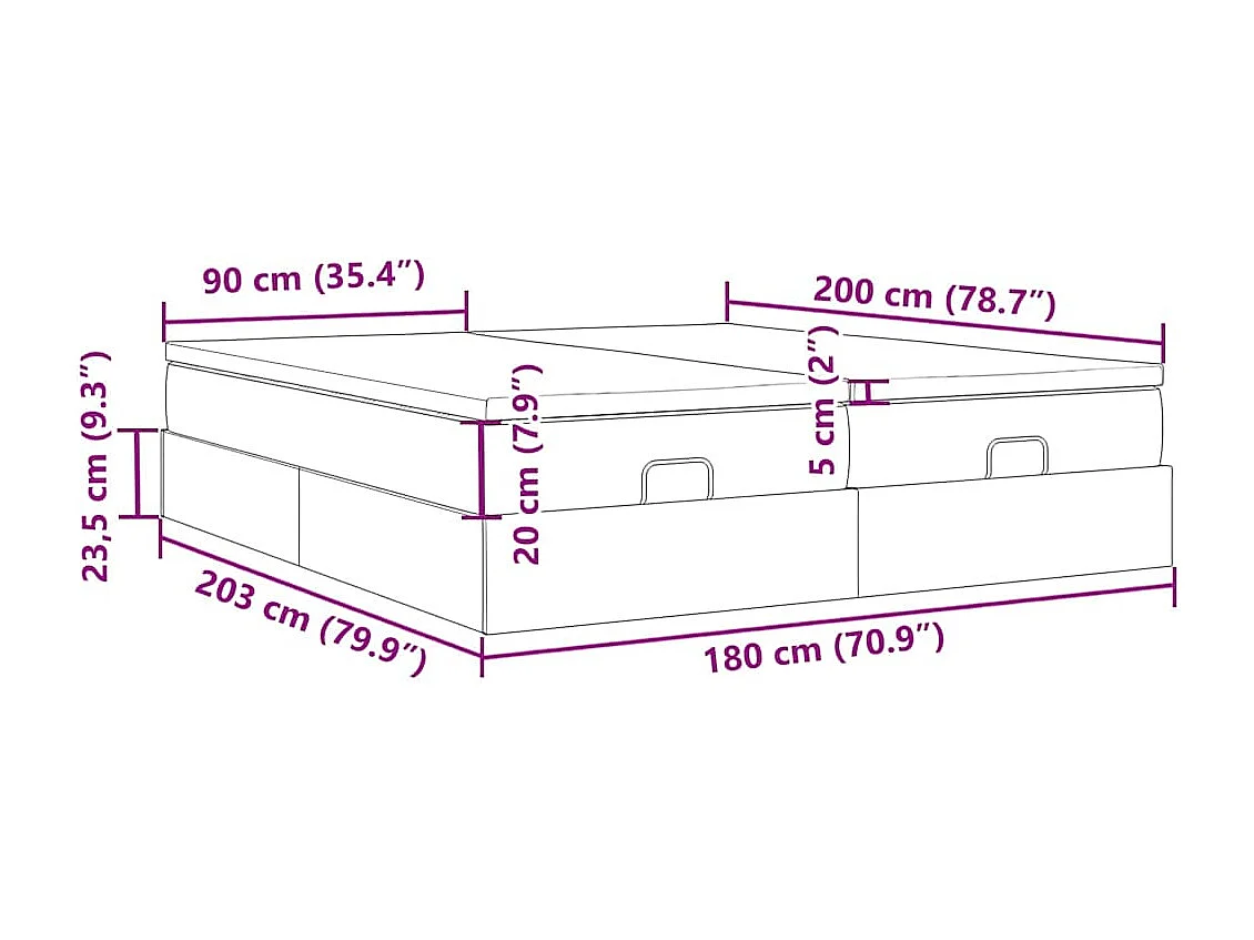 Ottoman bed met matrassen 180x200cm stof zwart