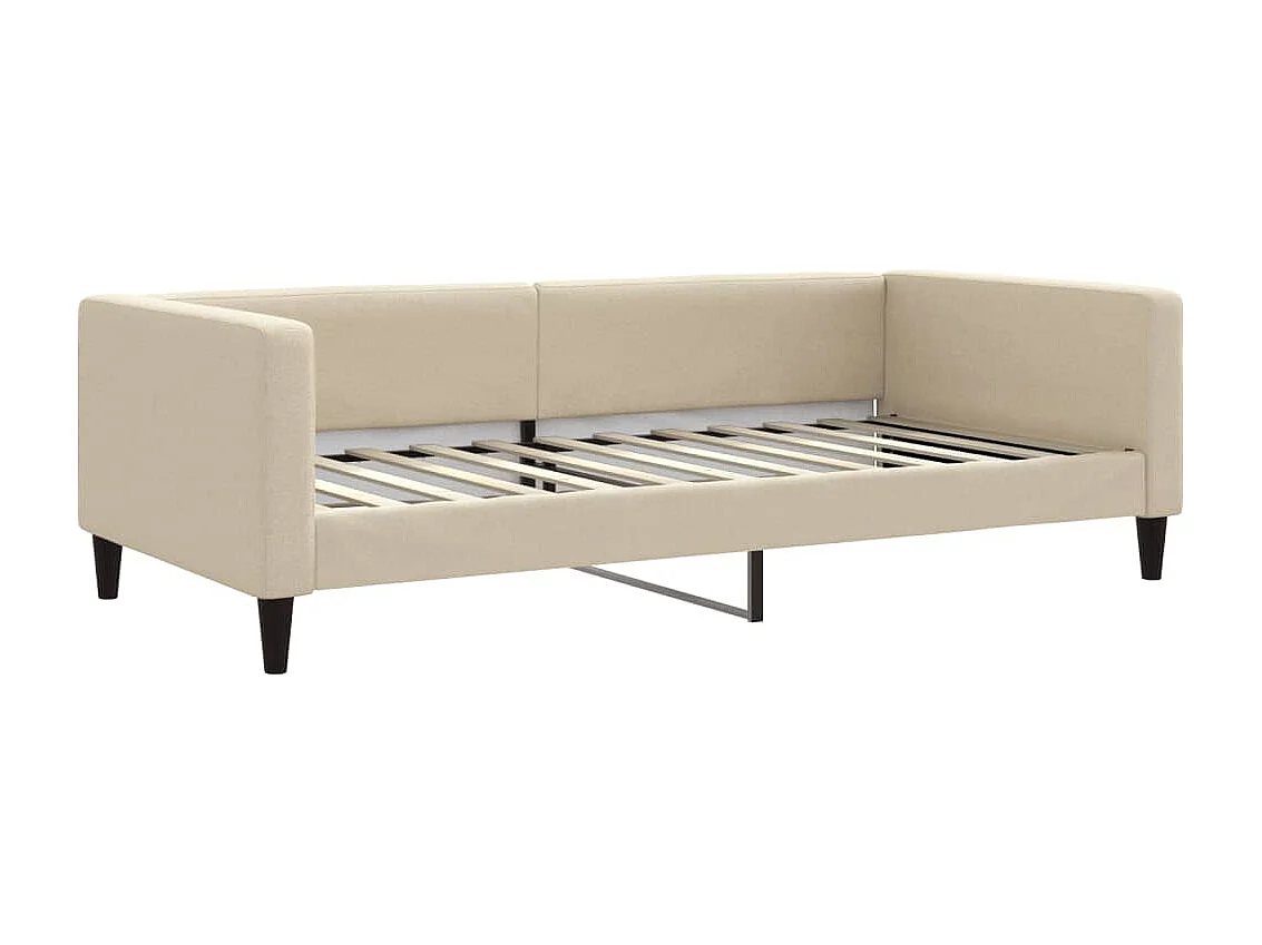 Tagesbett Ausziehbar mit Matratzen Creme 100x200 cm Stoff