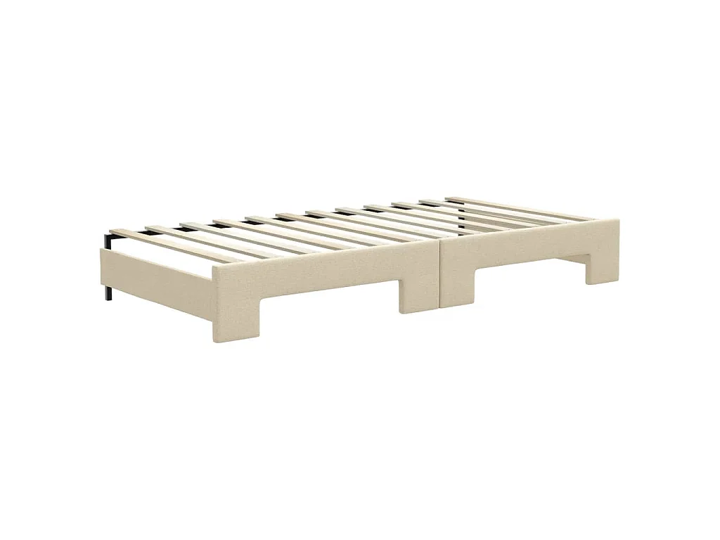 Divano Letto Estraibile con Materassi Crema 100x200 cm Tessuto
