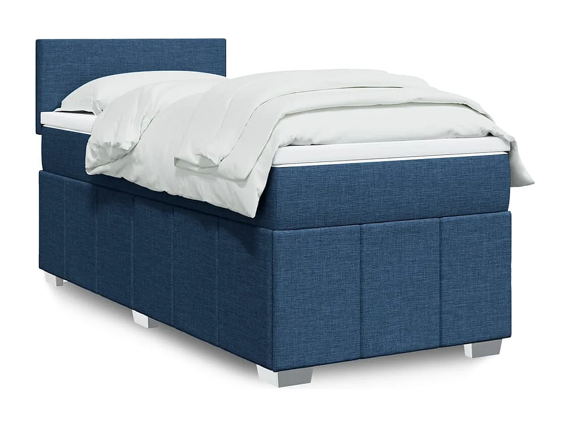 Sommier à lattes de lit avec matelas Bleu 90x200 cm Tissu