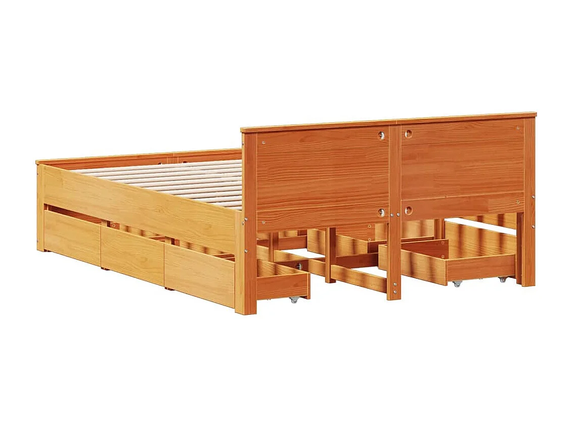 Cama con cabecero sin colchón madera maciza marrón 160x200 cm