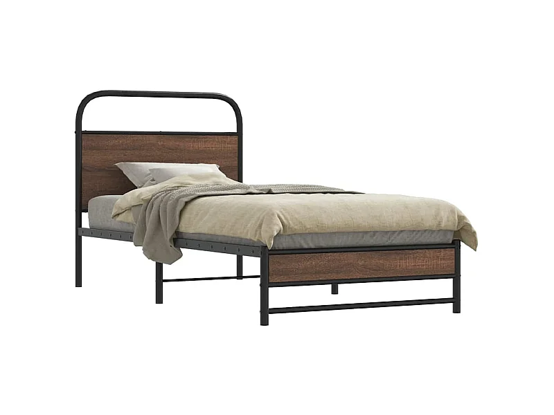 Bettgestell ohne Matratze 100x190 cm Braun Eichen-Optik