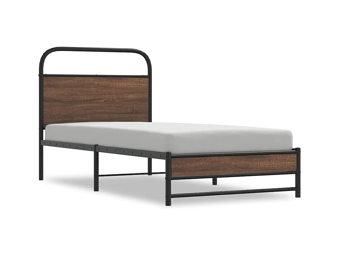 Bettgestell ohne Matratze 100x190 cm Braun Eichen-Optik