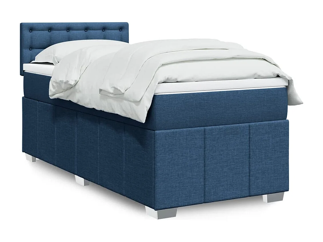 Sommier à lattes de lit avec matelas Bleu 90x200 cm Tissu
