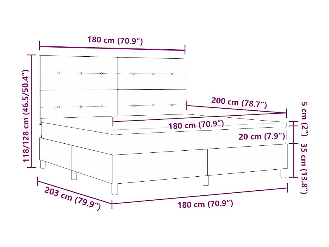 Boxspringbed met matras met hoofdeinde Zwart 180 x 200 cm Stof
