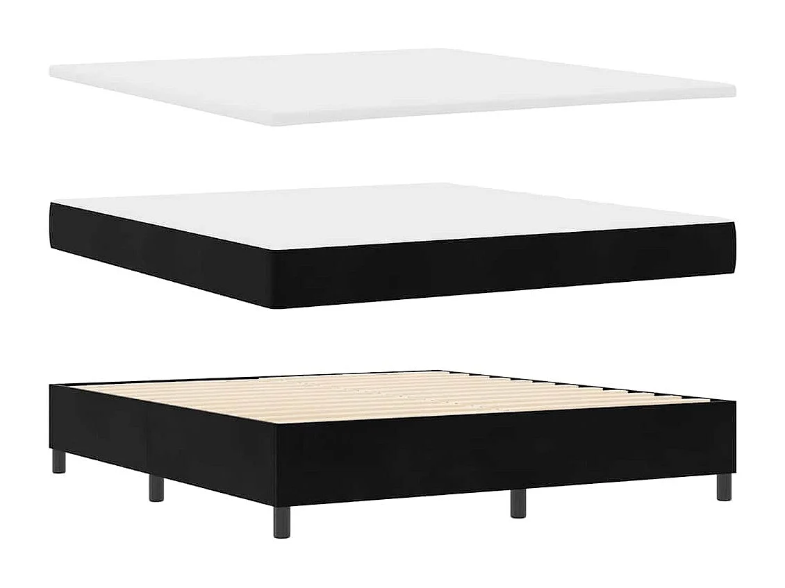 Boxspringbed met matras met hoofdeinde Zwart 180 x 200 cm Stof