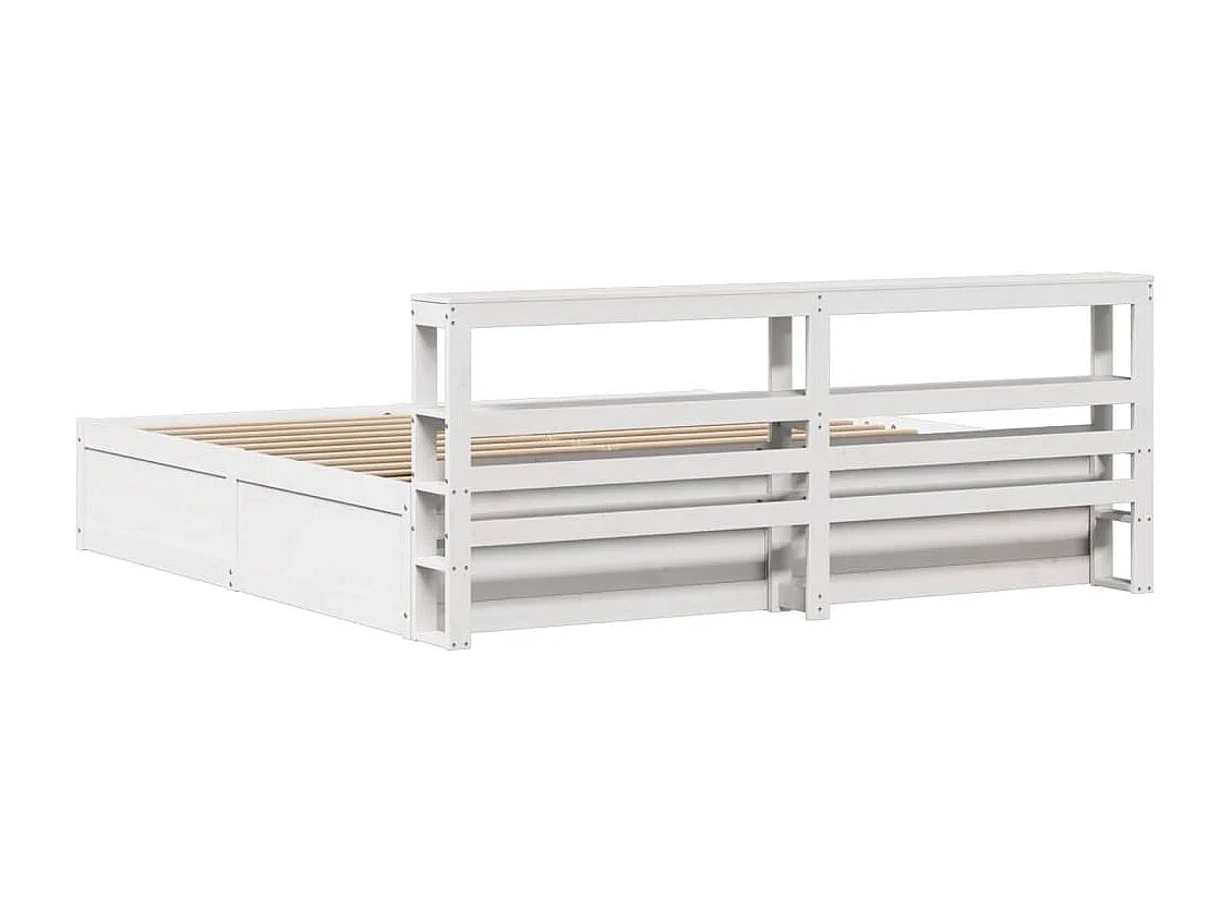 Massivholzbett mit Kopfteil Weiß 180x200 cm Kiefer